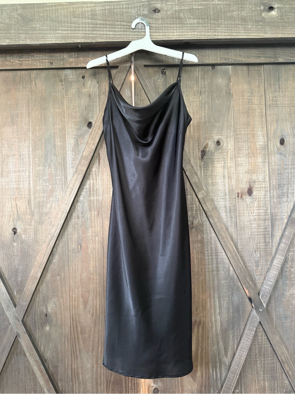 Old Navy Black Satin Cowl Midi Dress